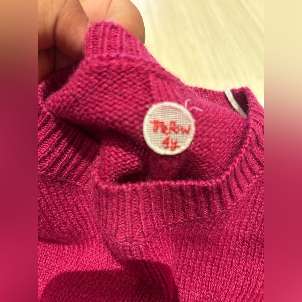 The Row Dewey Girls Sweater Cashmere 4 years old 4YO purple magenta Crewneck - Picture 12 of 13